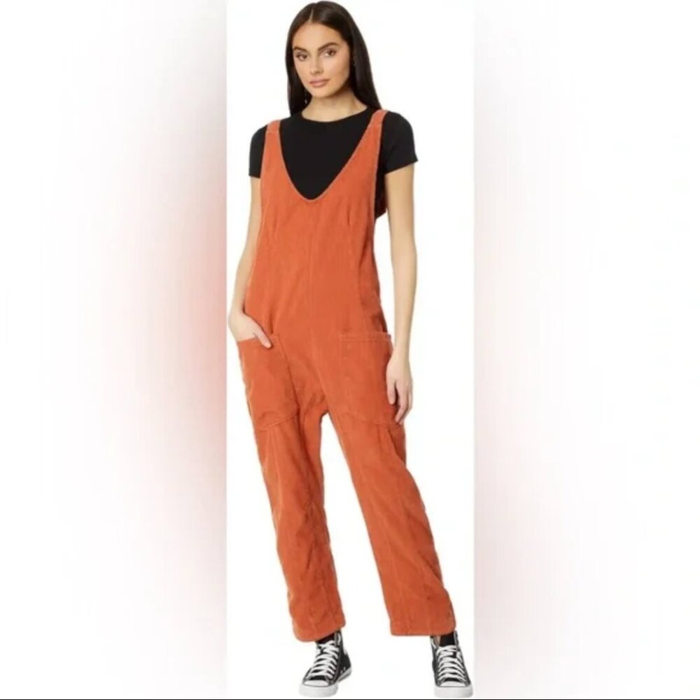We The Free High Roller Cord Jumpsuit in  Sunburn Cedar / Burnt Orange L NWT